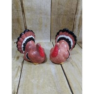 Vtg Thanksgiving Turkey Ceramic Salt and Pepper Shaker Set